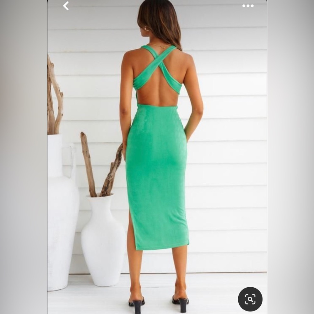 Hello Molly teal Green Cross-Back Midi Dress